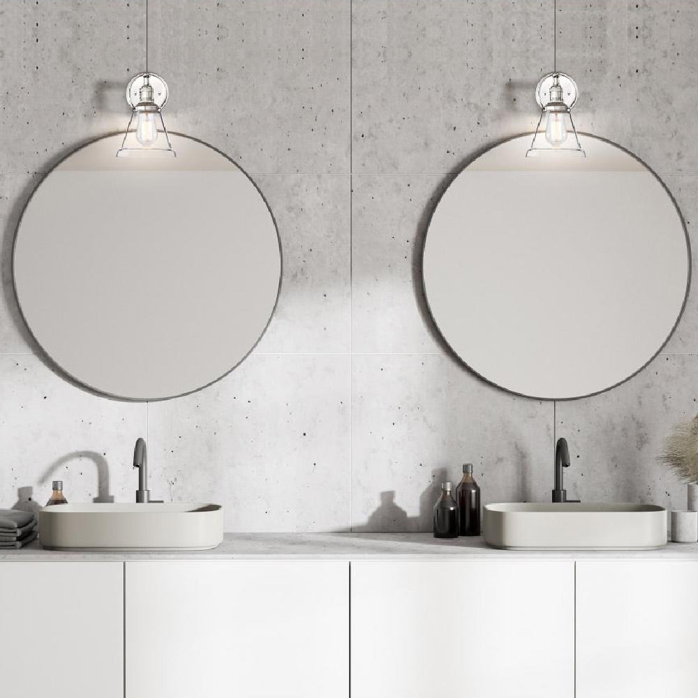 Edison Style Medium Base ST Type LED Bulb in bathroom.