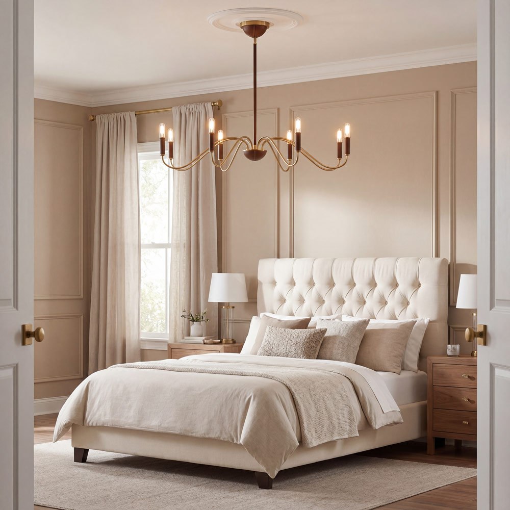 Abeline Chandelier in bedroom.