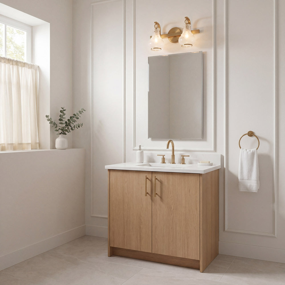 Adams Bath Vanity Light in bathroom.