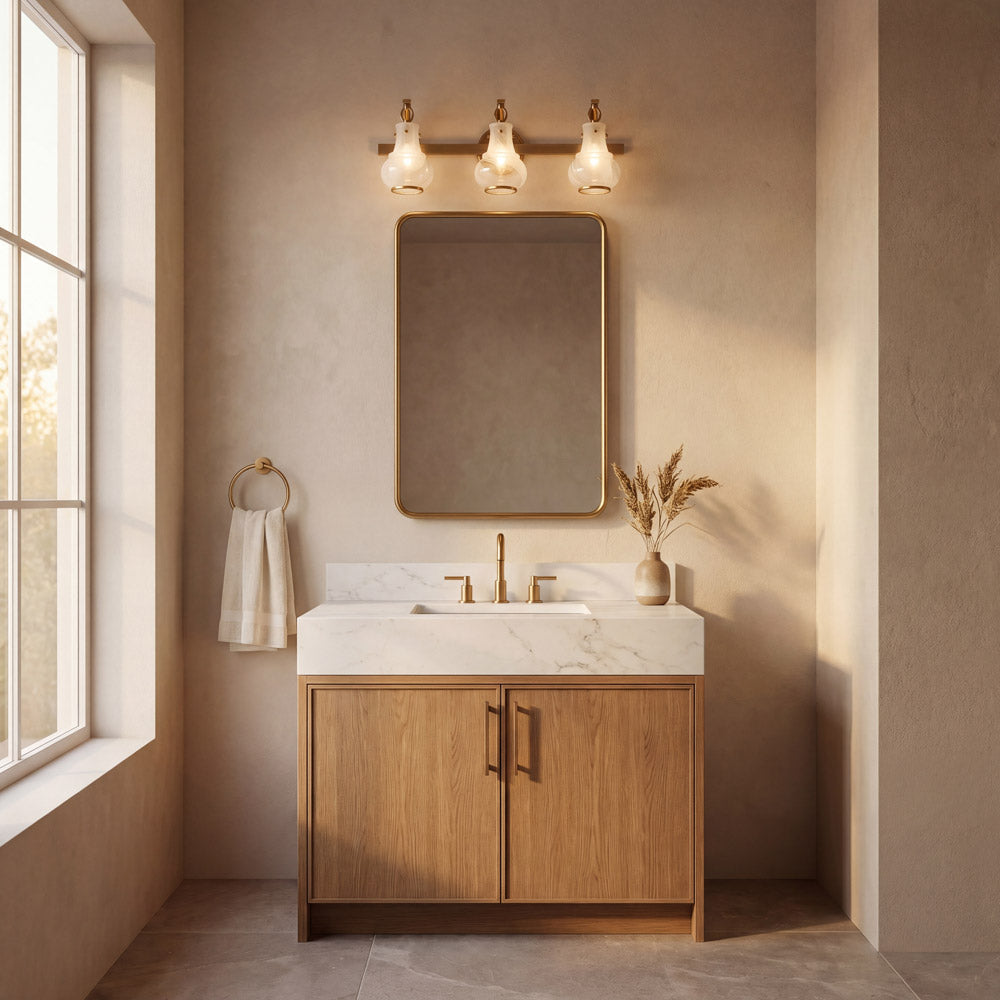 Adams Bath Vanity Light in bathroom.