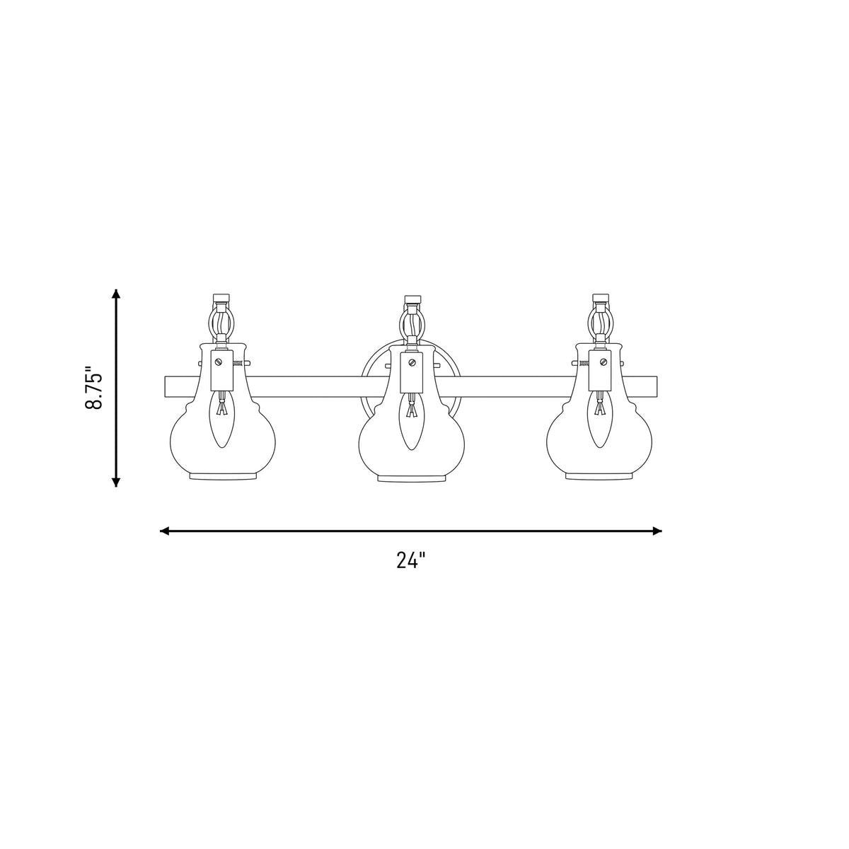 Adams Bath Vanity Light - line drawing.