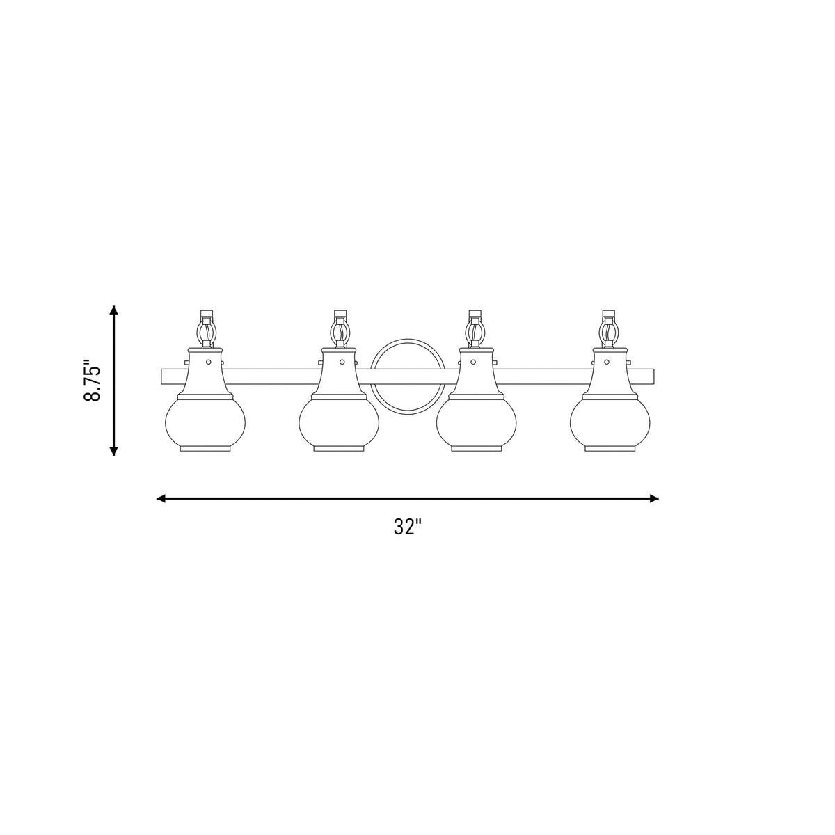 Adams Bath Vanity Light - line drawing.