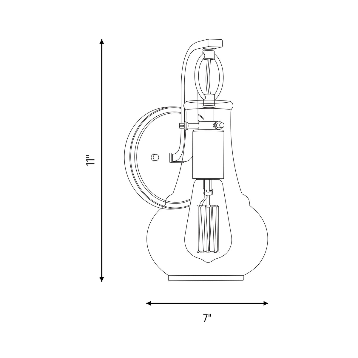 Adams Wall Light - line drawing.