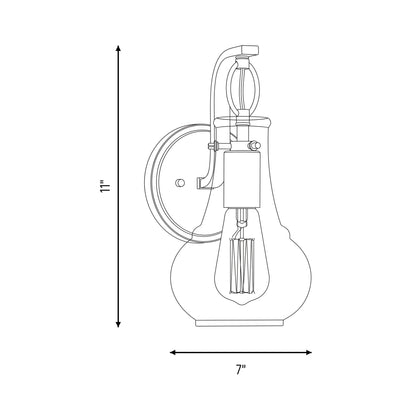 Adams Wall Light - line drawing.