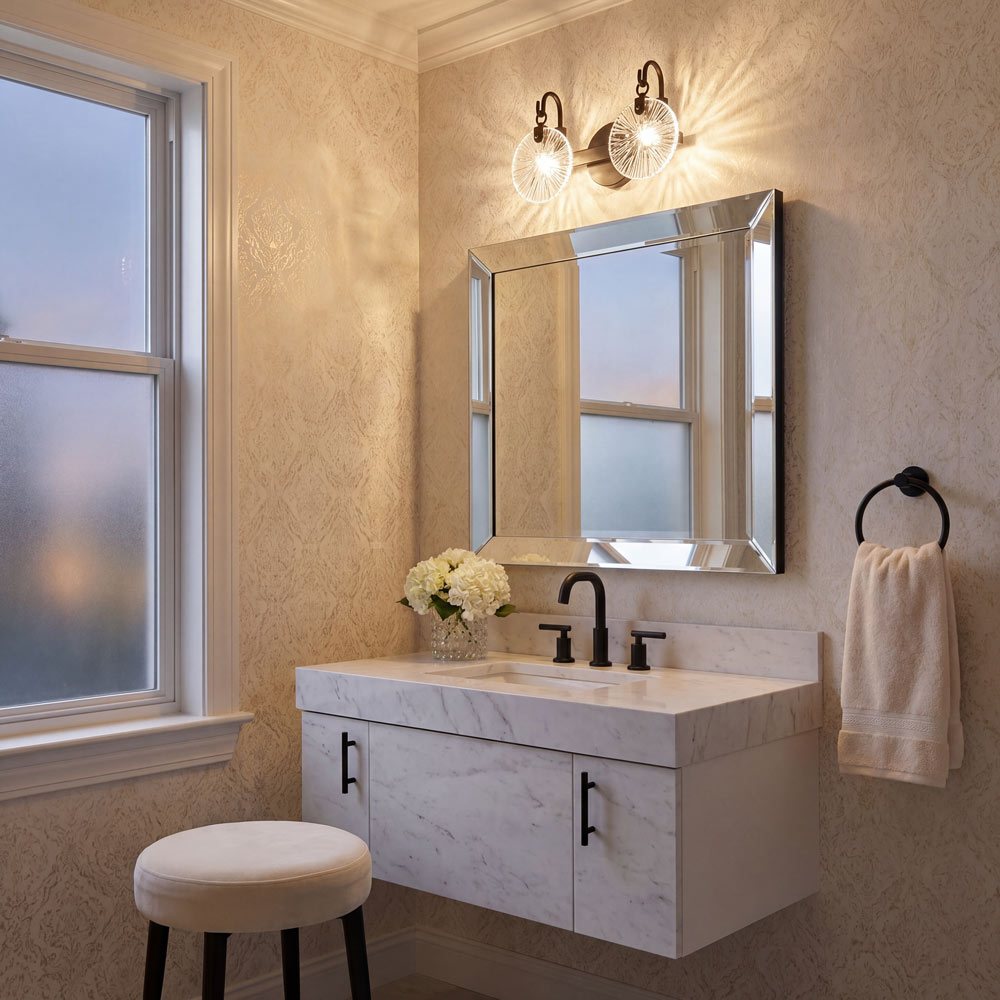 Addison Bath Vanity Light in bathroom.