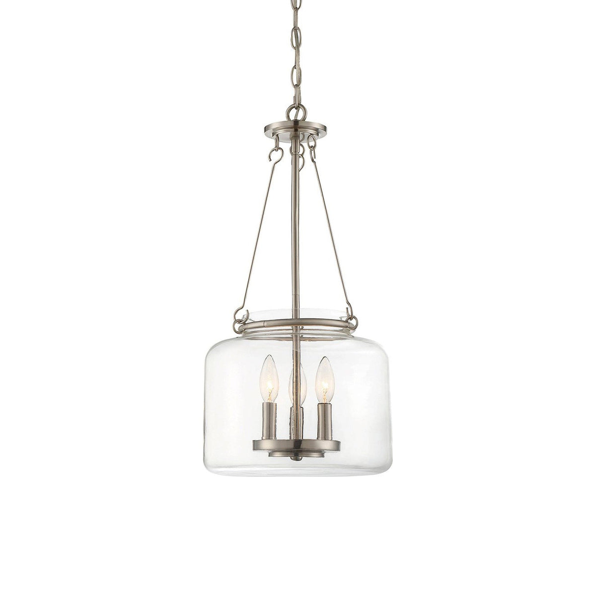 Akron Pendant Light in Satin Nickel.