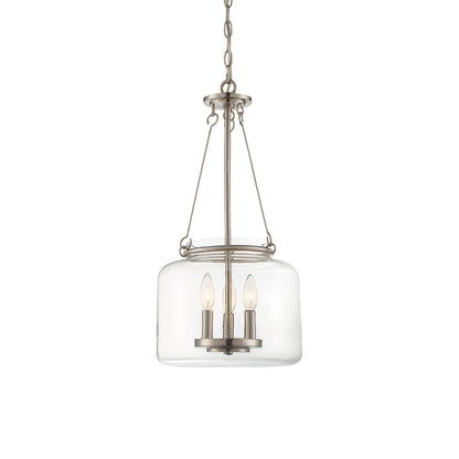 Akron Pendant Light in Satin Nickel.