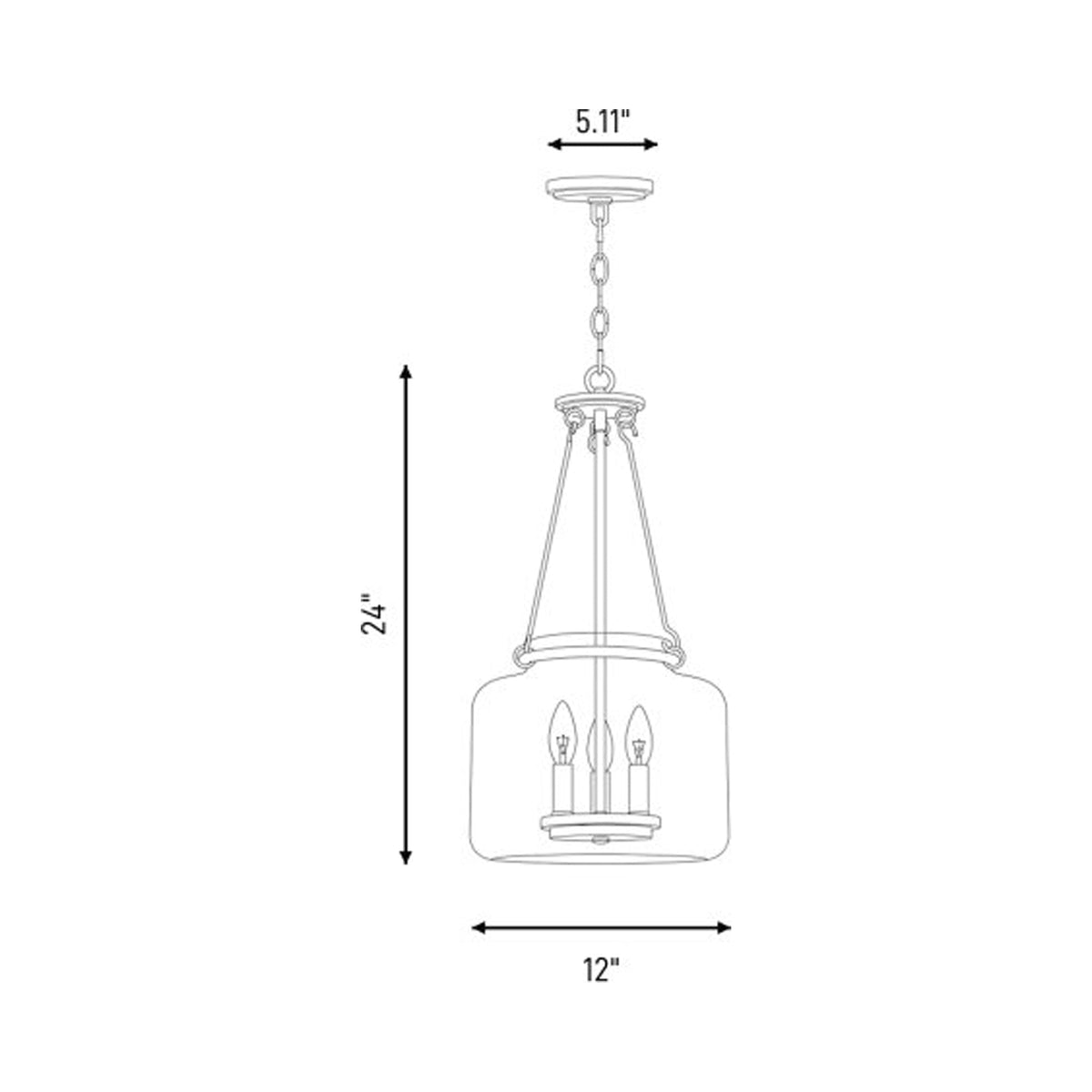 Akron Pendant Light - line drawing.