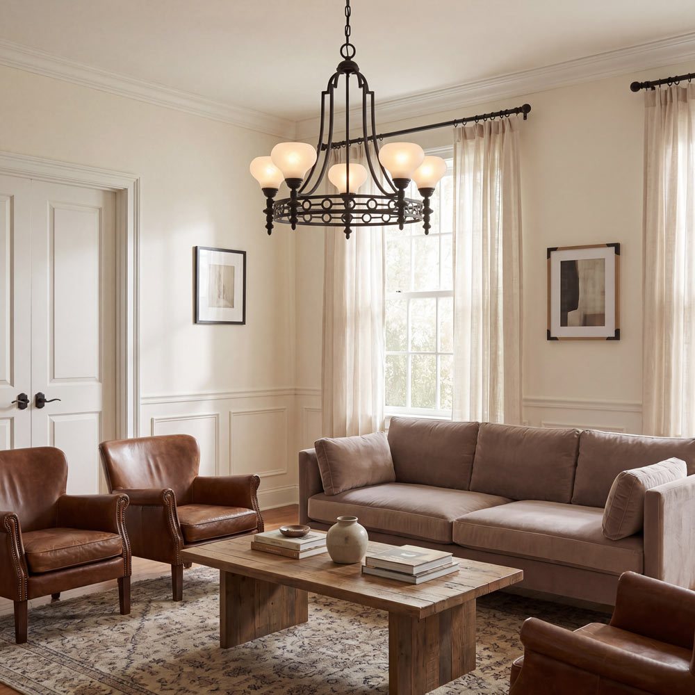 Allston Chandelier in living room.