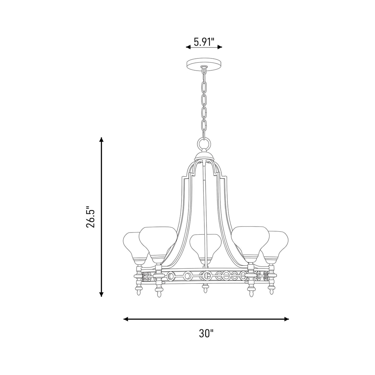 Allston Chandelier - line drawing.