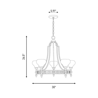 Allston Chandelier - line drawing.
