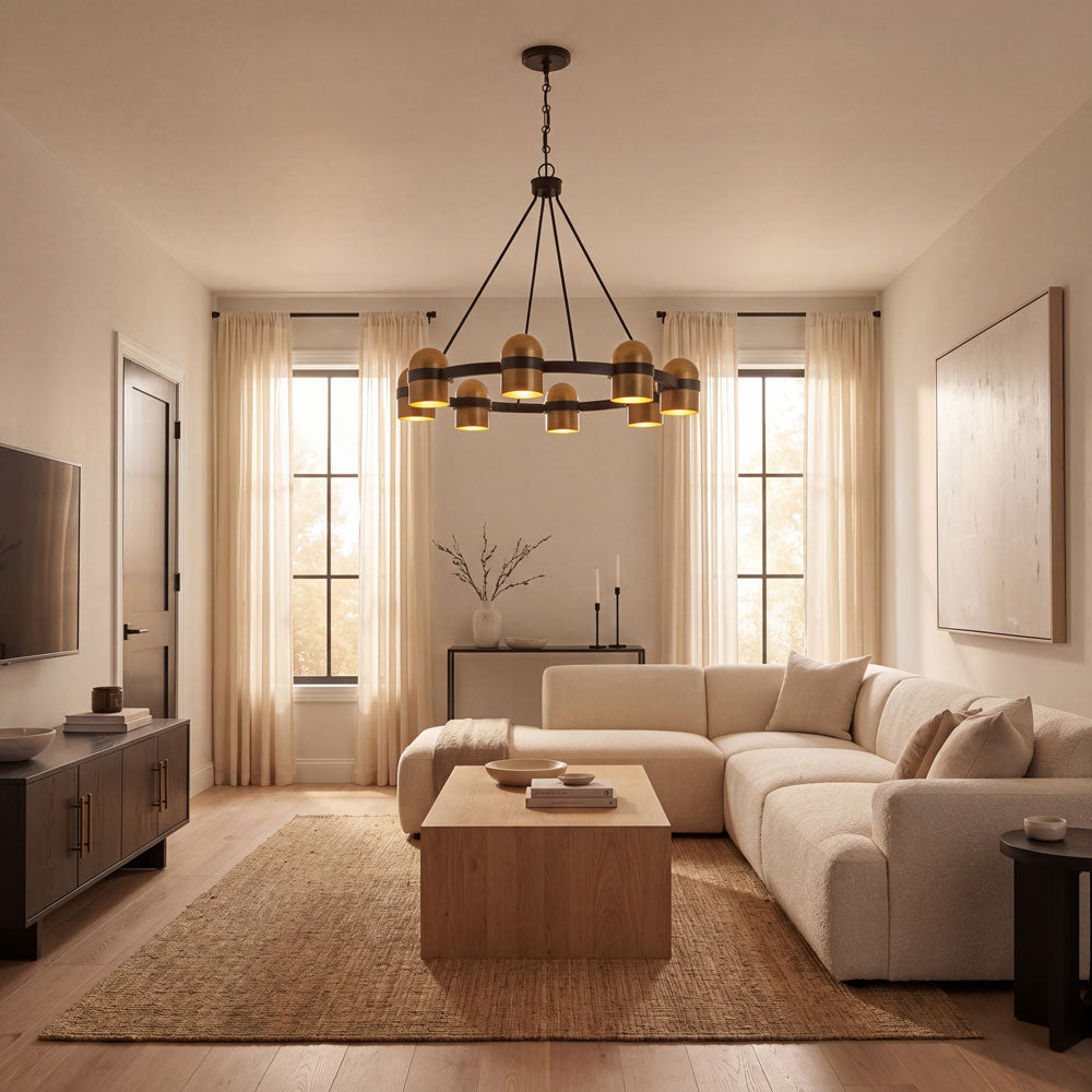 Andover Chandelier in living room.
