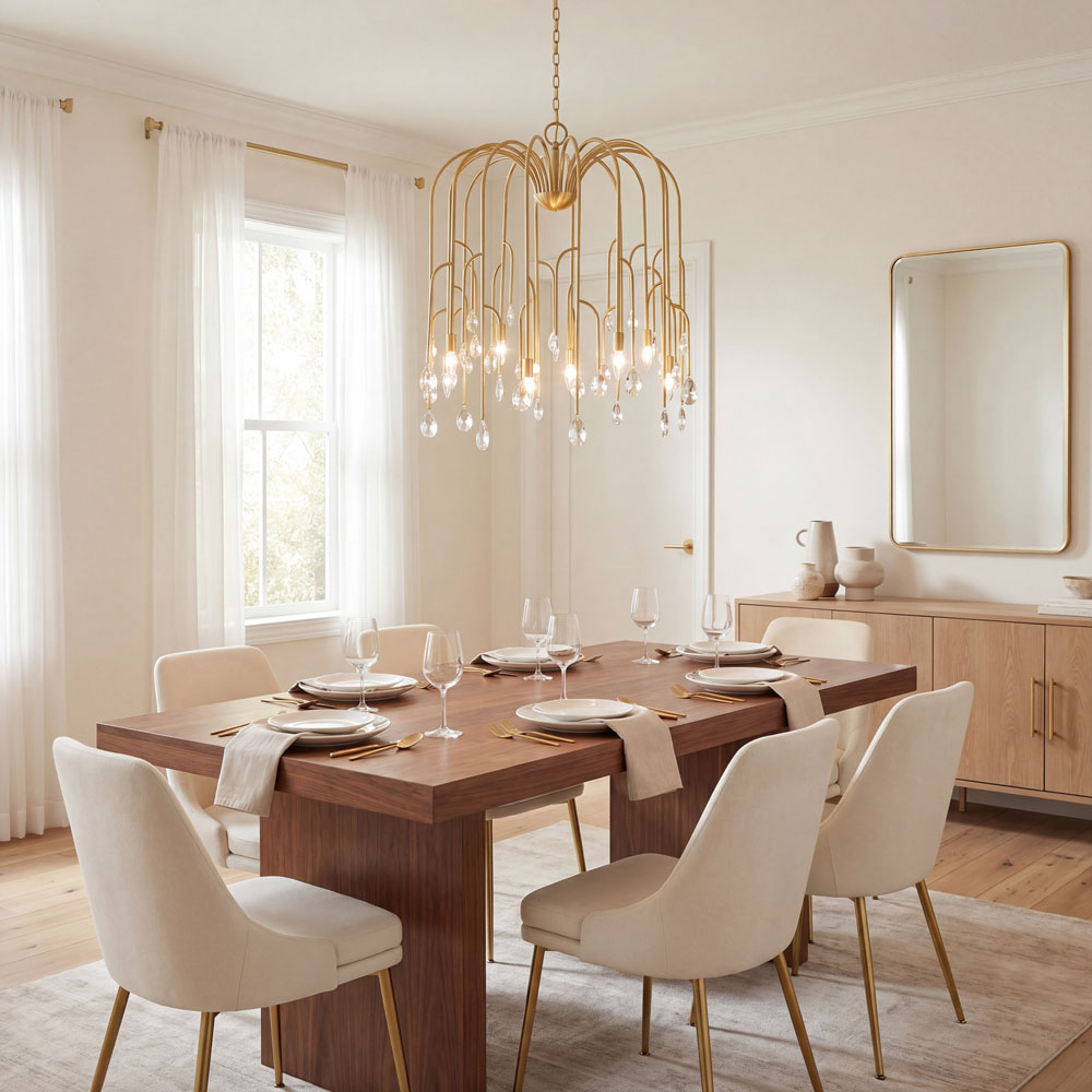 Anholt Chandelier in dining room.