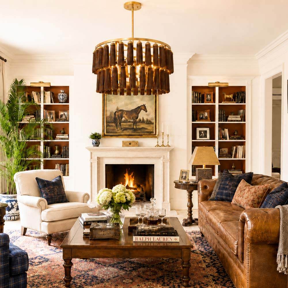 Aquitane Pendant Light in living room.