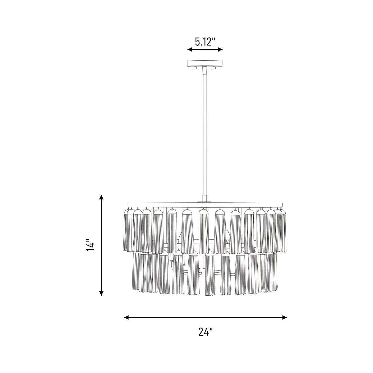 Aquitane Pendant Light - line drawing.