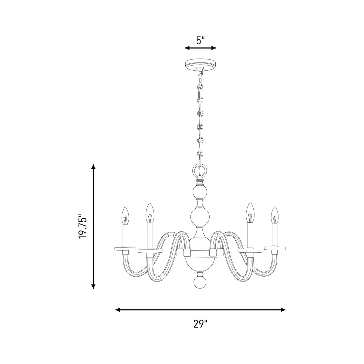 Aragon Chandelier - line drawing.