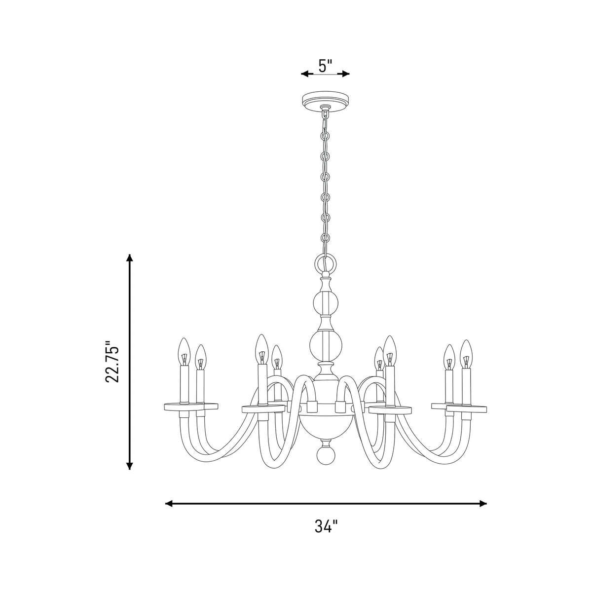 Aragon Chandelier - line drawing.