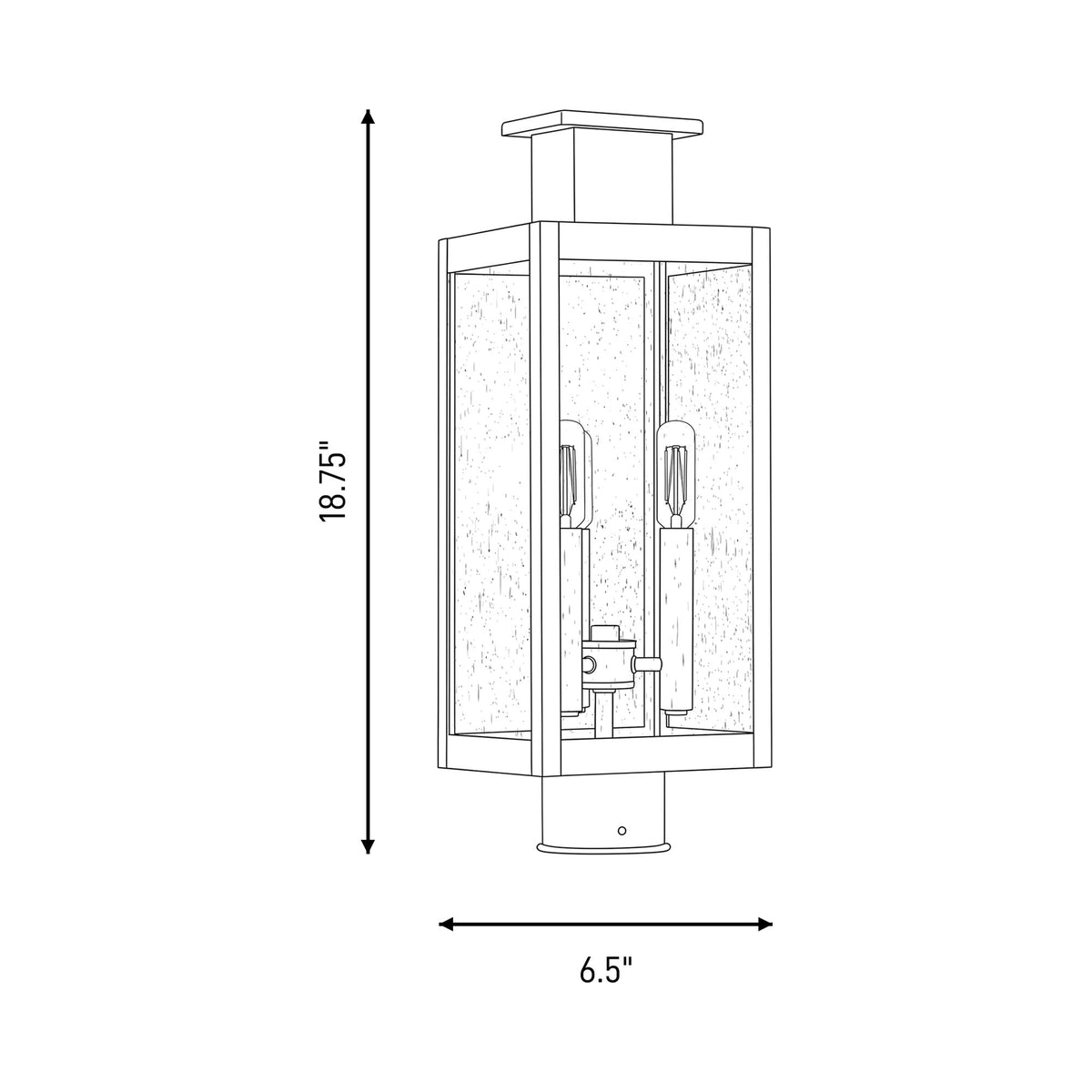 Ascott Outdoor Post Light - line drawing.
