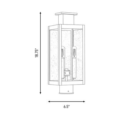 Ascott Outdoor Post Light - line drawing.