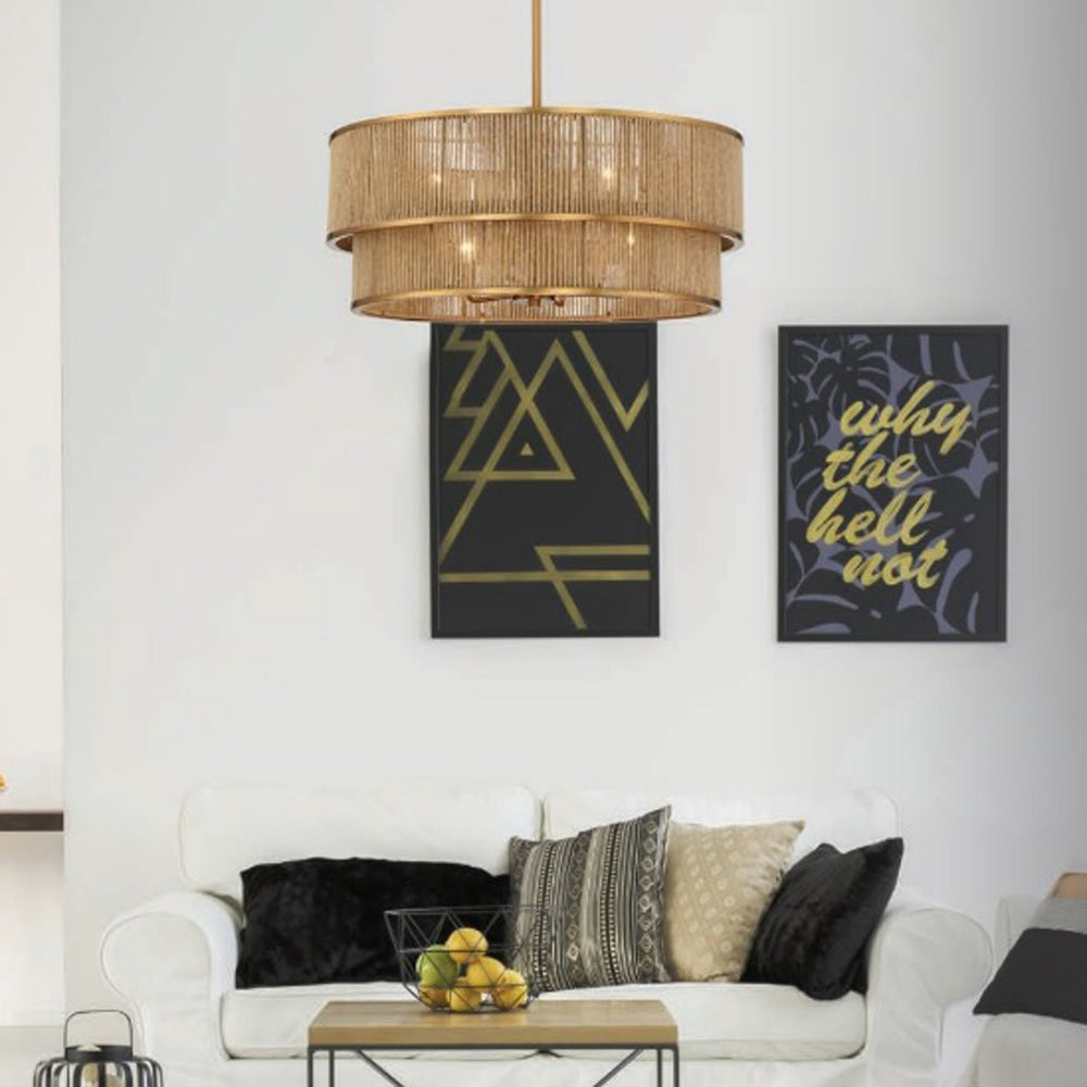Ashburn Drum Pendant Light in living room.
