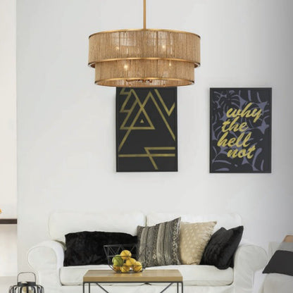 Ashburn Drum Pendant Light in living room.