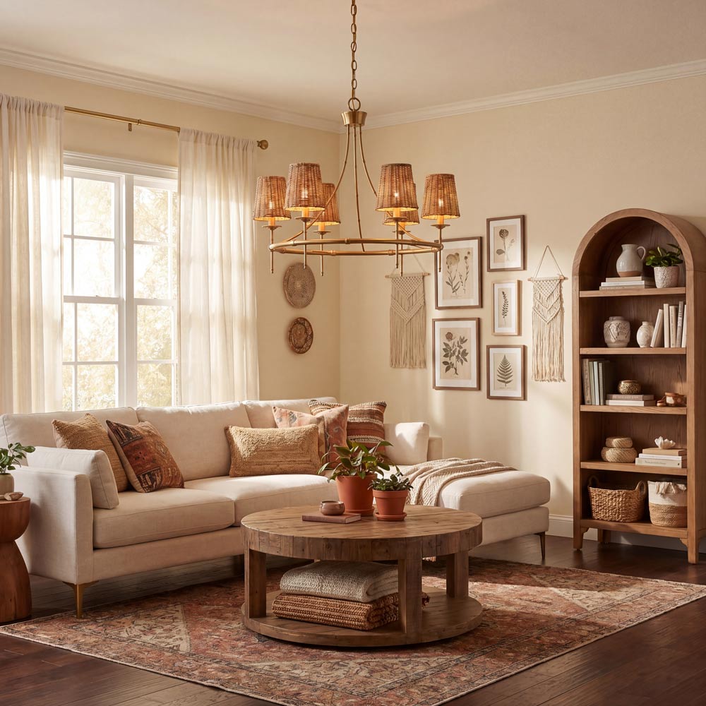 Ashbury Chandelier in living room.