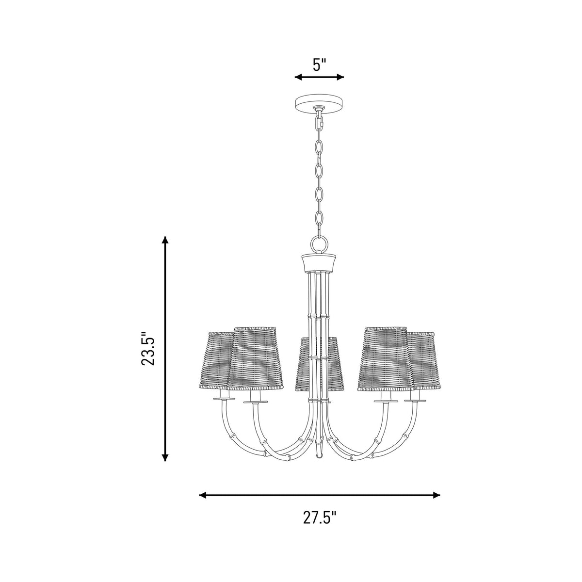 Ashbury Chandelier - line drawing.
