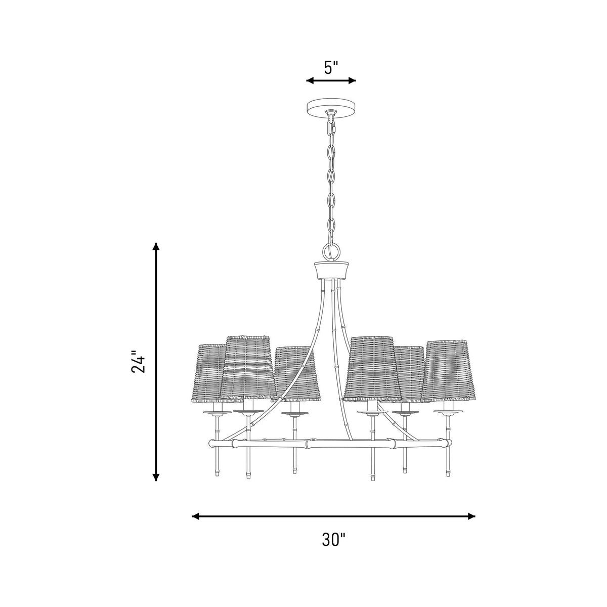 Ashbury Chandelier - line drawing.