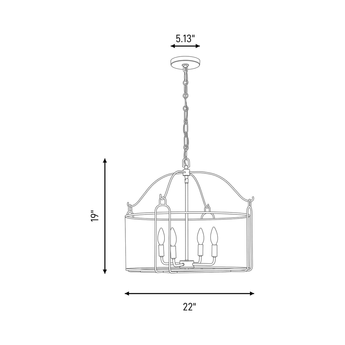 Ashlay Pendant Light - line drawing.