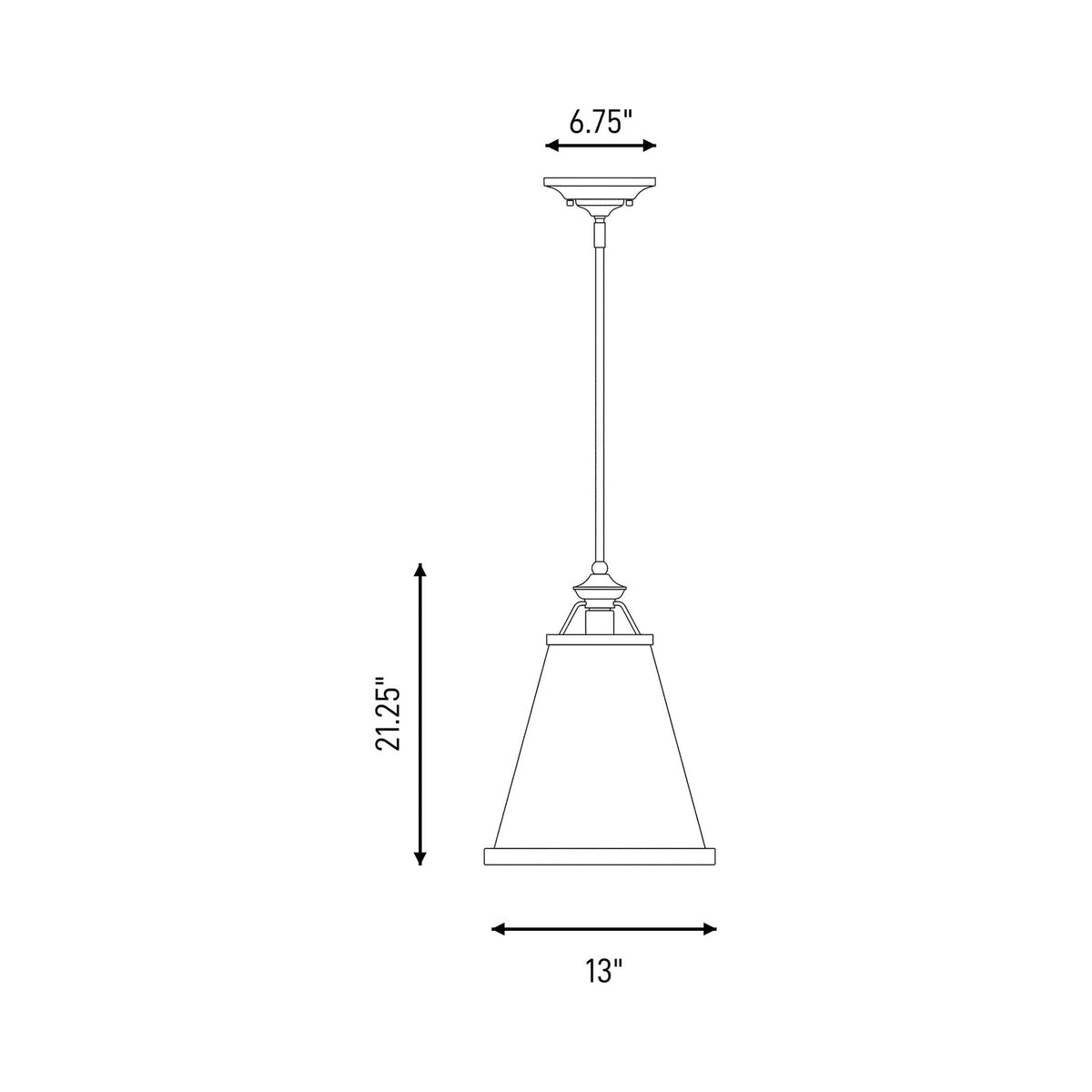 Ashmont Pendant Light - line drawing.