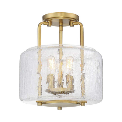Avalon Semi Flush Mount Ceiling Light in Warm Brass.