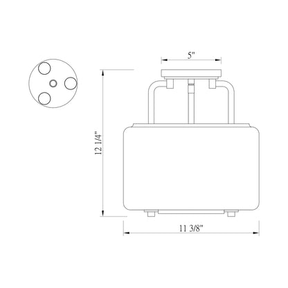 Avalon Semi Flush Mount Ceiling Light - line drawing.