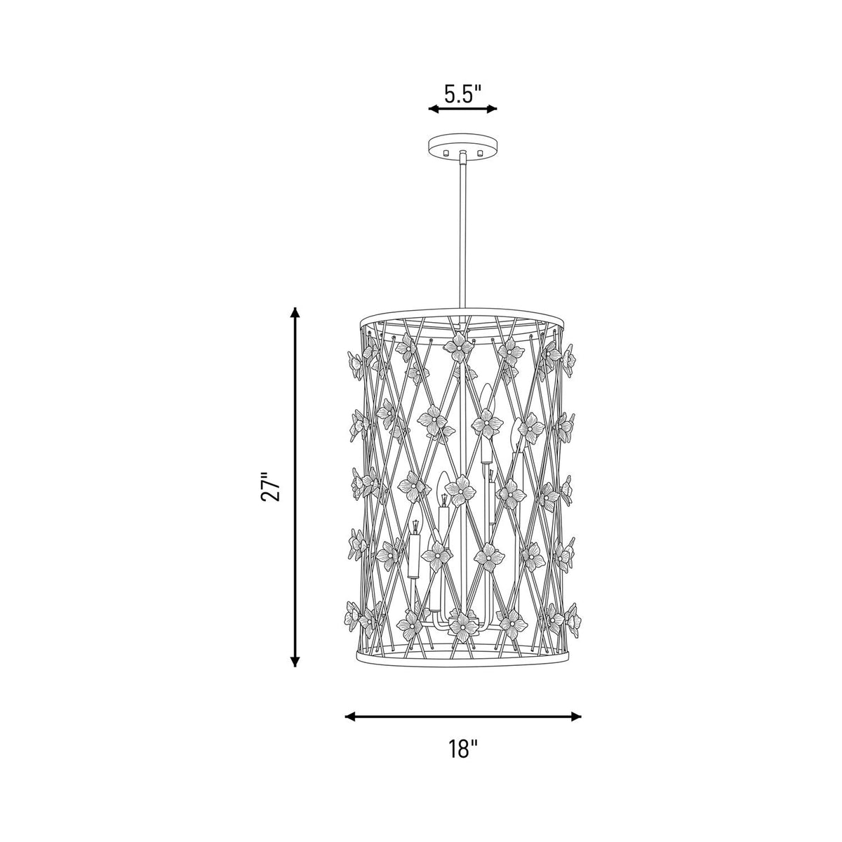 Bailey Pendant Light - line drawing.