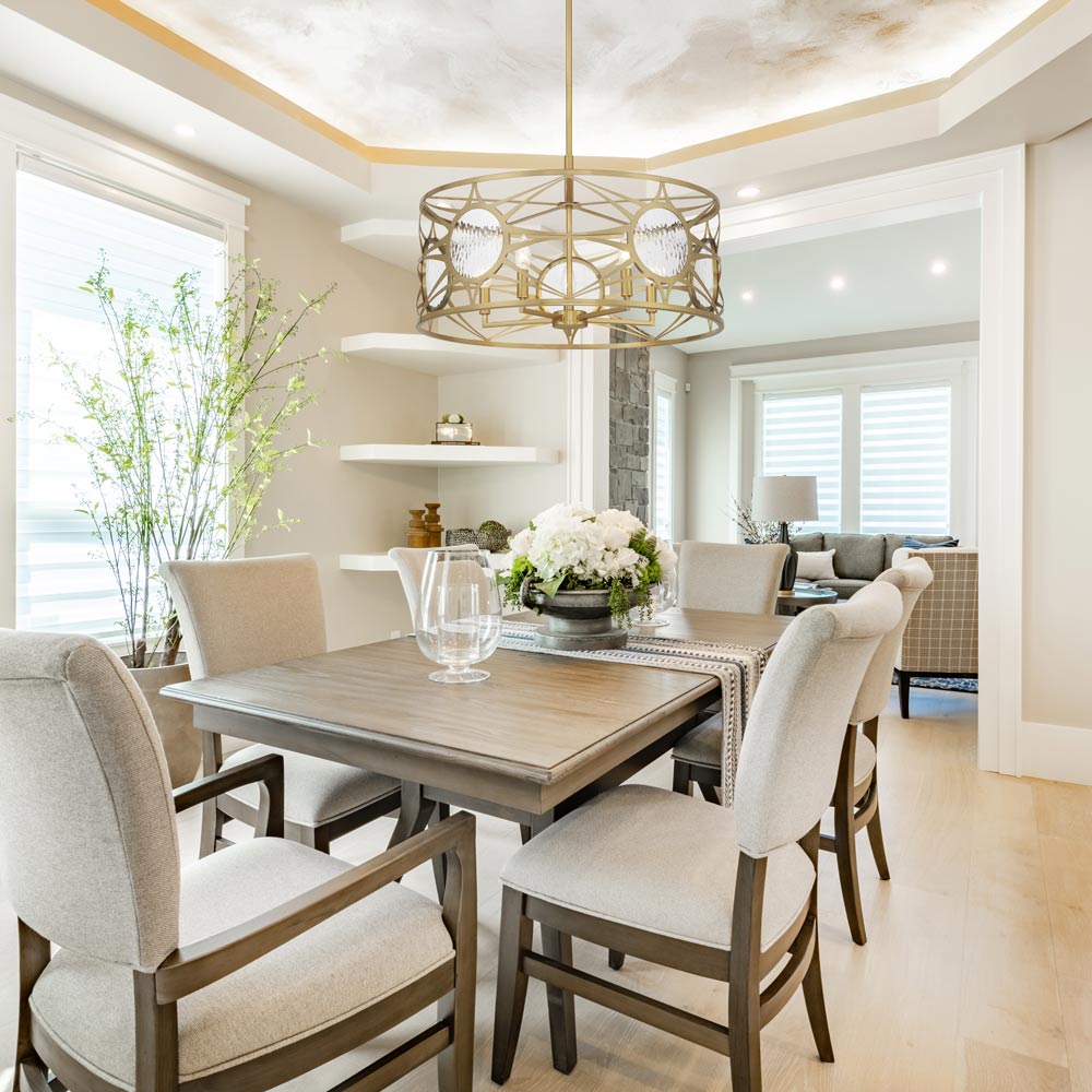 Balfour Convertible Semi Flush Mount Ceiling Light in dining room.