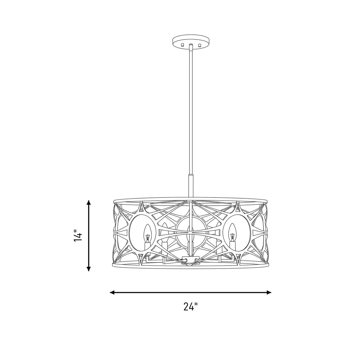 Balfour Convertible Semi Flush Mount Ceiling Light - line drawing.