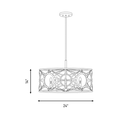Balfour Convertible Semi Flush Mount Ceiling Light - line drawing.