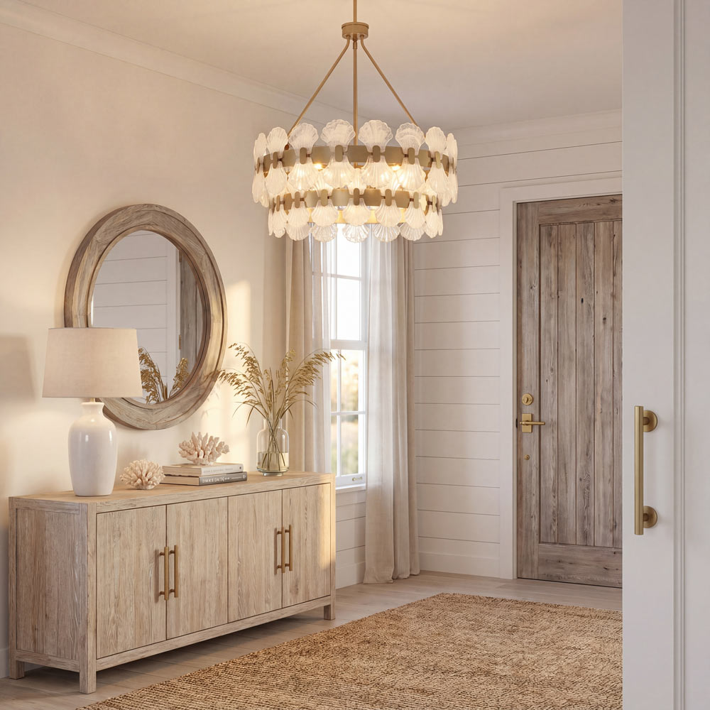 Bancroft Chandelier in living room.