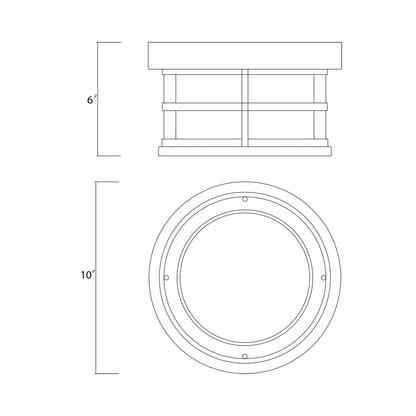 Barrett Outdoor Flush Mount Ceiling Light - line drawing.