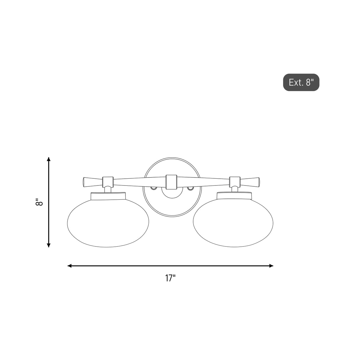 Barrow Bath Vanity Light - line drawing.