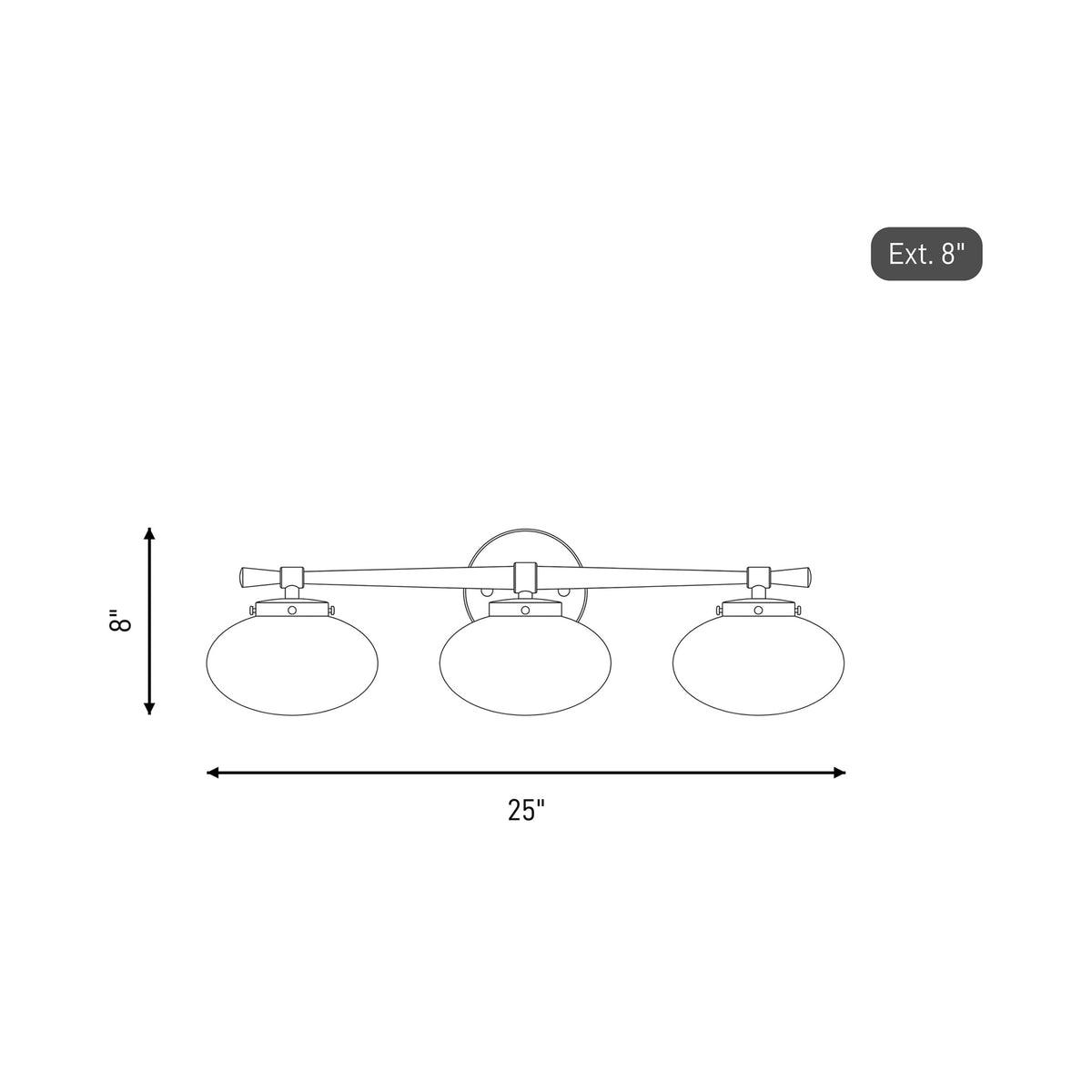 Barrow Bath Vanity Light - line drawing.