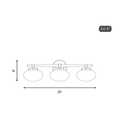 Barrow Bath Vanity Light - line drawing.