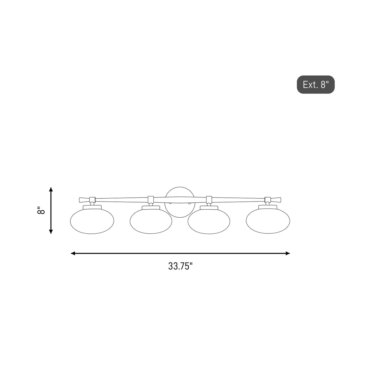 Barrow Bath Vanity Light - line drawing.