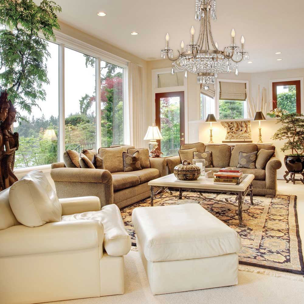 Claiborne Chandelier in living room.