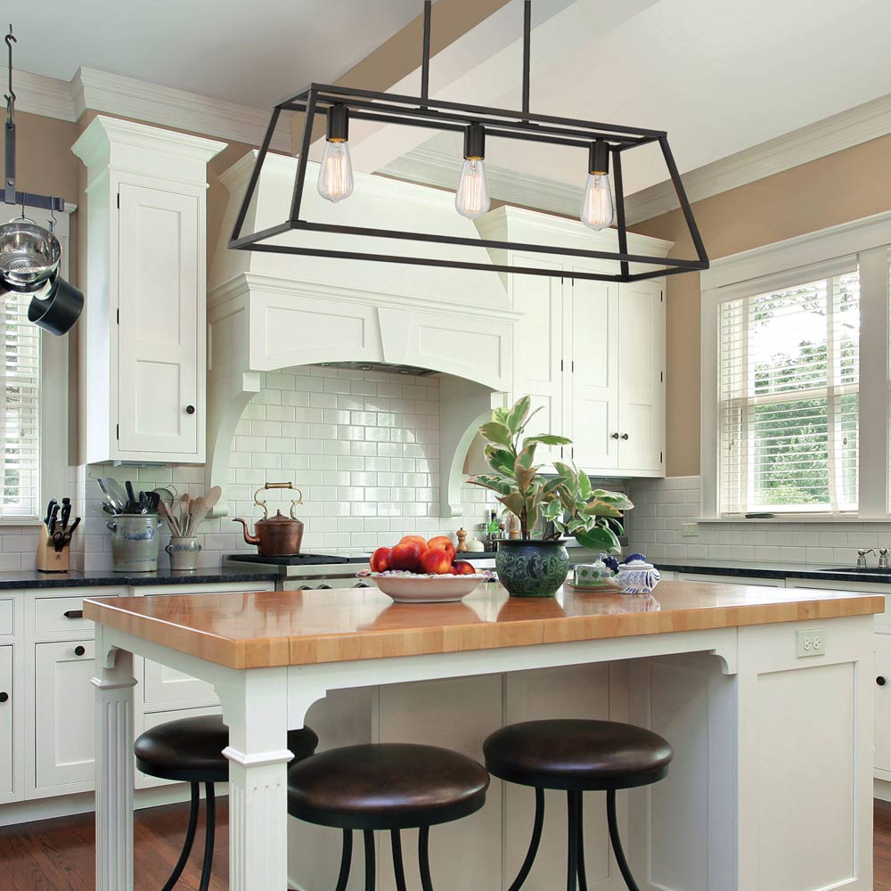 Denton Linear Pendant Light in dining room.