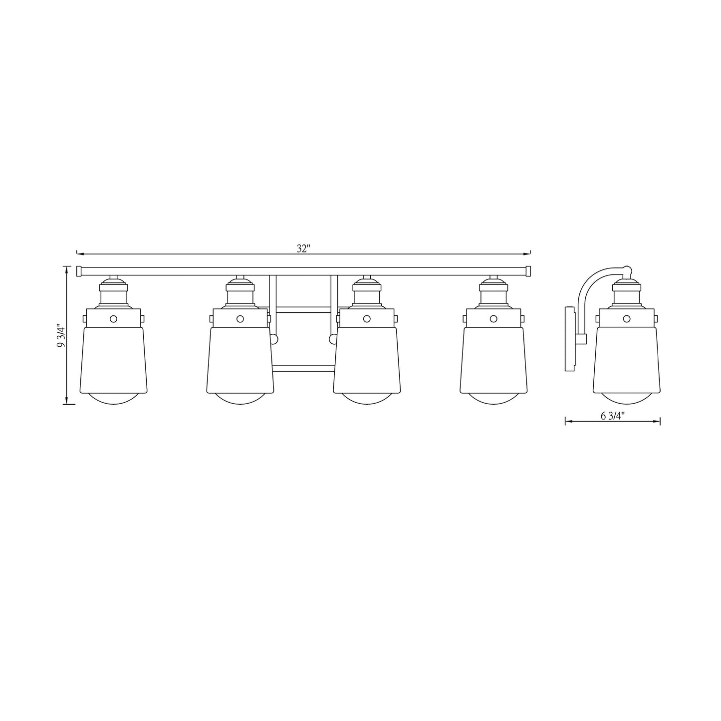 Macauley Vanity Wall Light - line drawing.