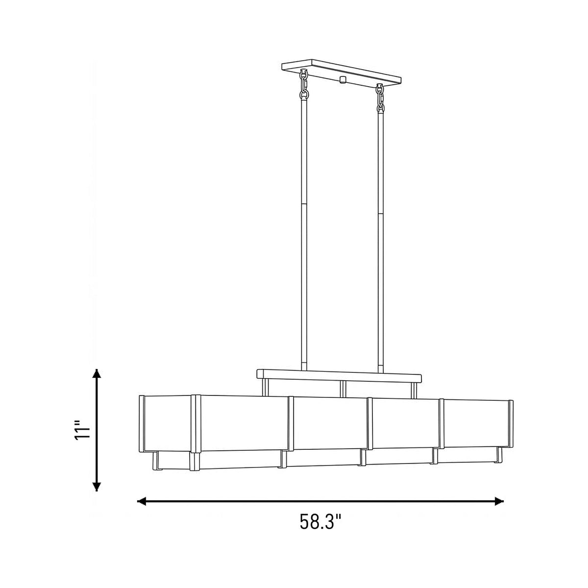 Orleans Linear Pendant Light - line drawing.