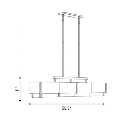Orleans Linear Pendant Light - line drawing.
