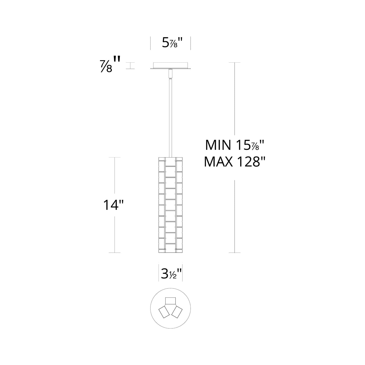 Abode Mini LED Pendant Light - line drawing.