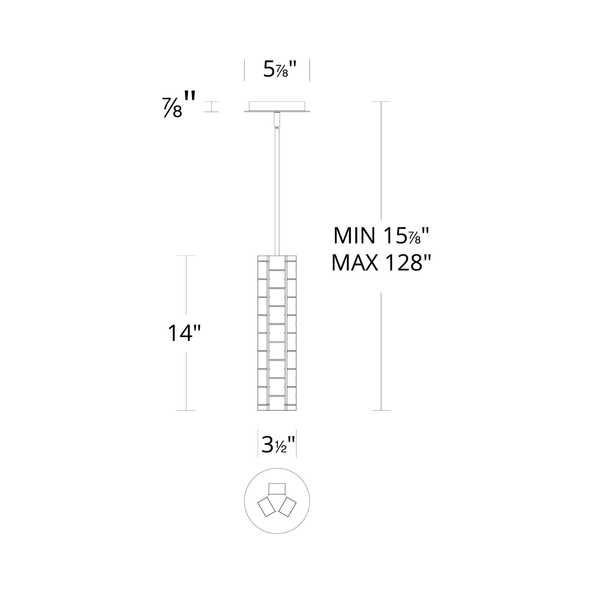 Abode Mini LED Pendant Light - line drawing.