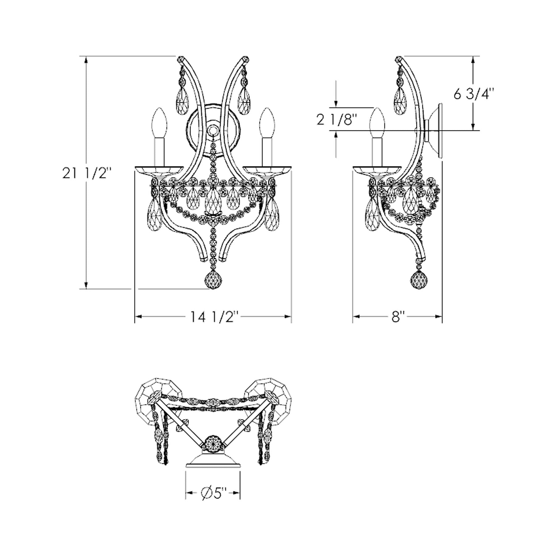 Adley Wall Light - line drawing.